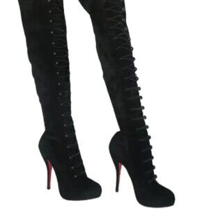 Christian Louboutin Styled Leather Suede High Heel Boots